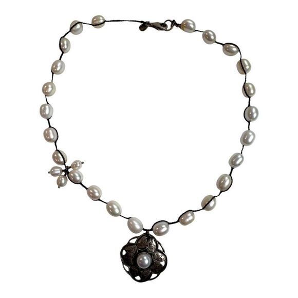 SILPADA Sterling Silver Freshwater Pearl Rhyannon Pendant Necklace N2327 - 17" - Picture 8 of 9